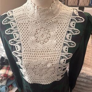 Zara Green and Black Leaf Print Dress